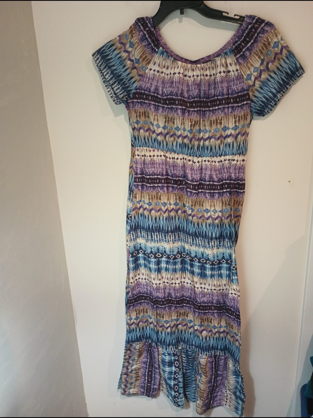 Blair Multicolor Striped Maxi Dress in Blue, Purple & Tan
